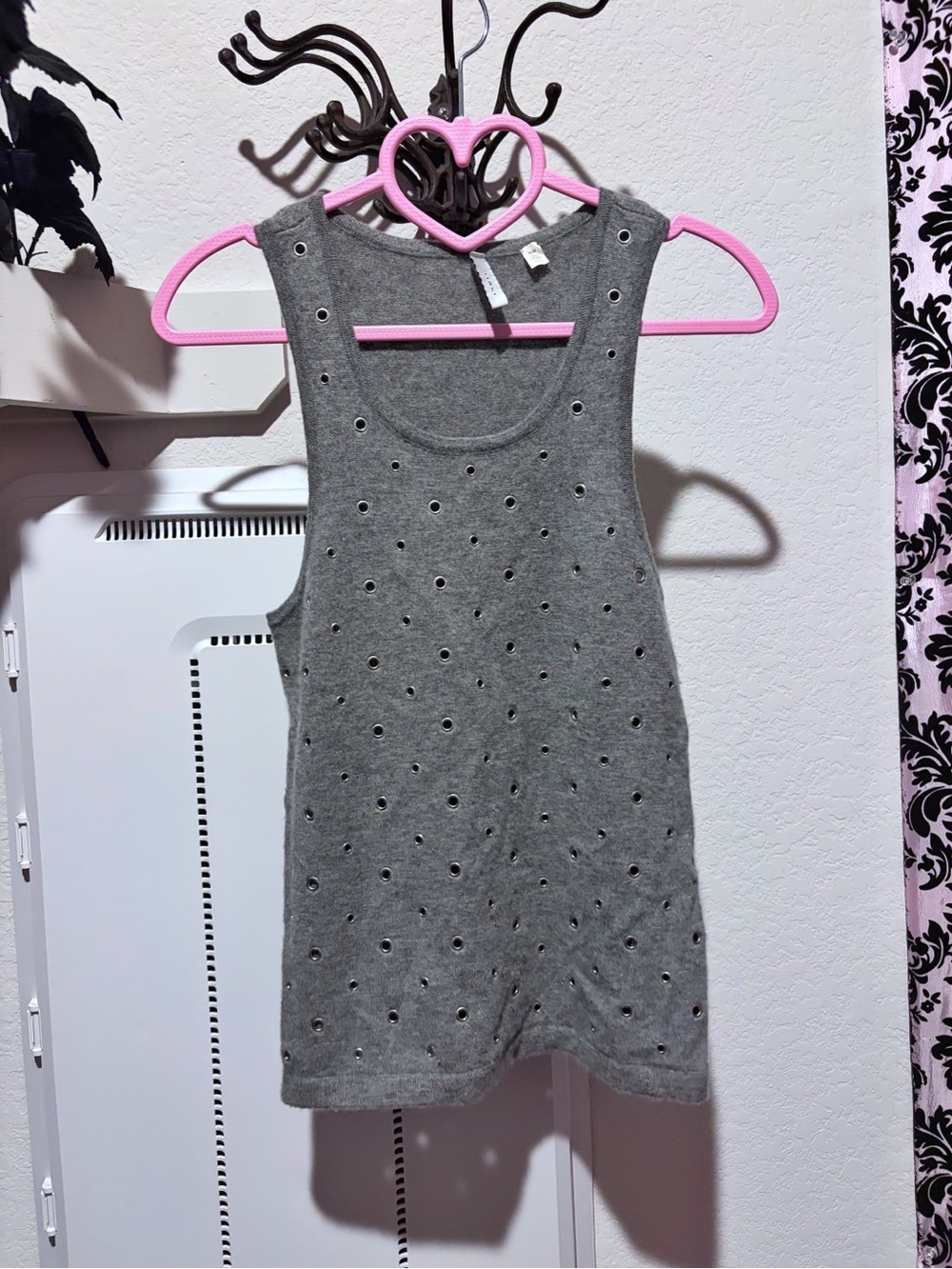Vintage Iisli Grey silver grommet tank sweater top-  Medium
